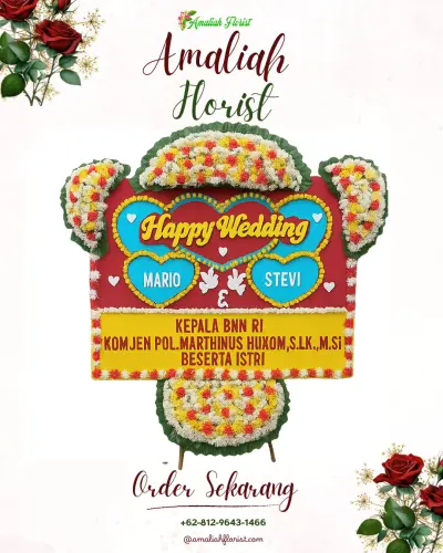 Karangan Papan Bunga Pernikahan di Gogodalem